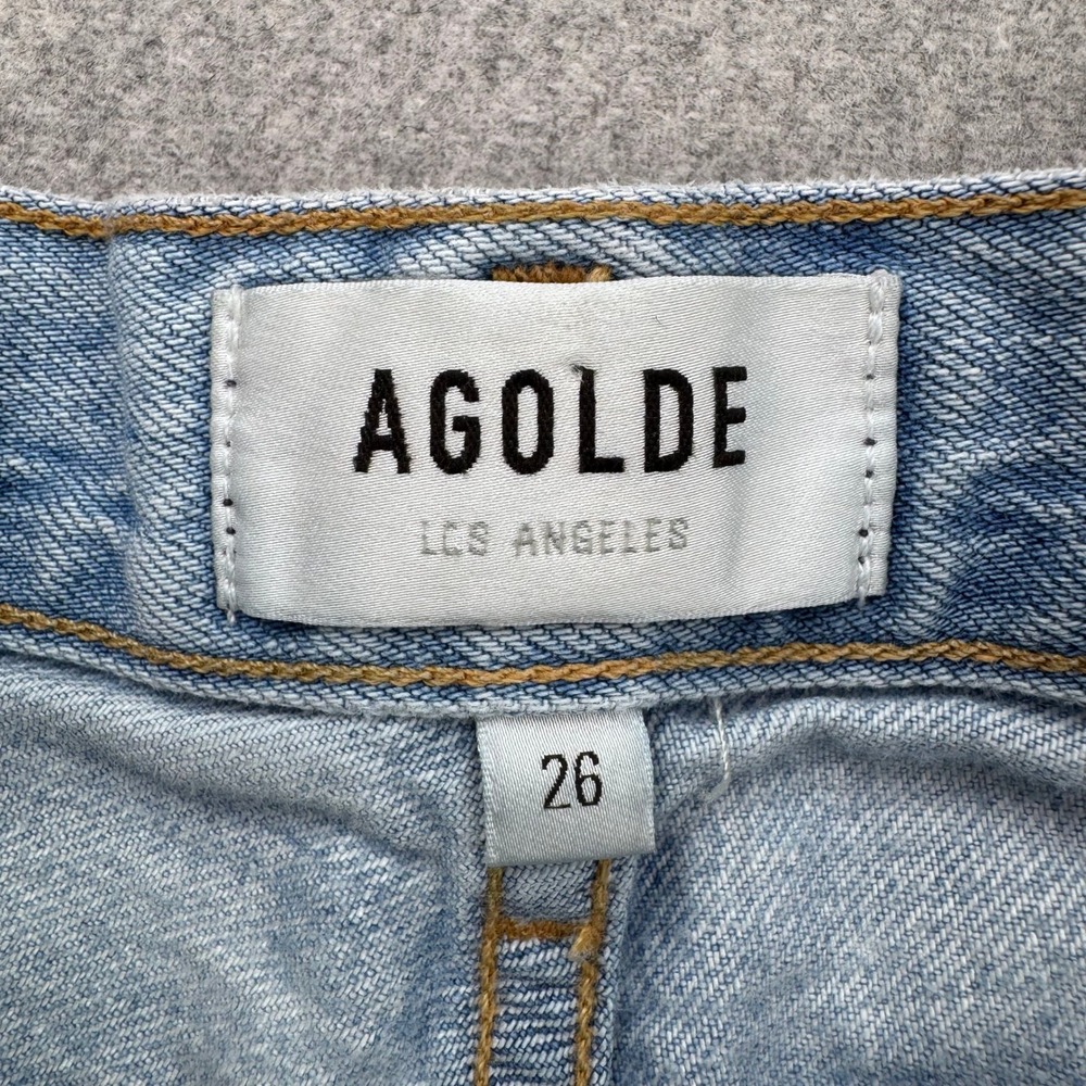 AGOLDE Riley High Rise Straight Leg Distressed Jeans Light Wash Button Fly Sz 26 - Picture 6 of 12